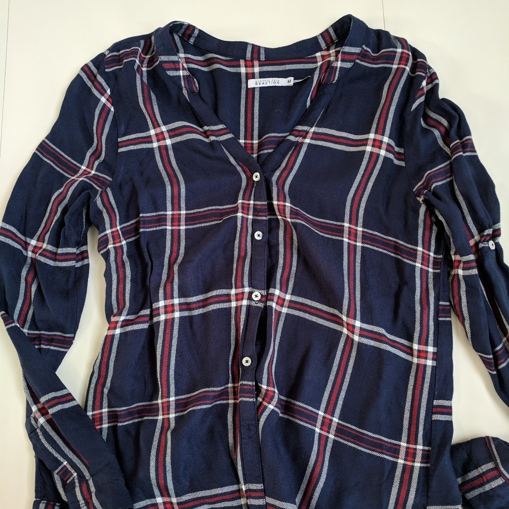 Kenneth Cole blue plaid button-up